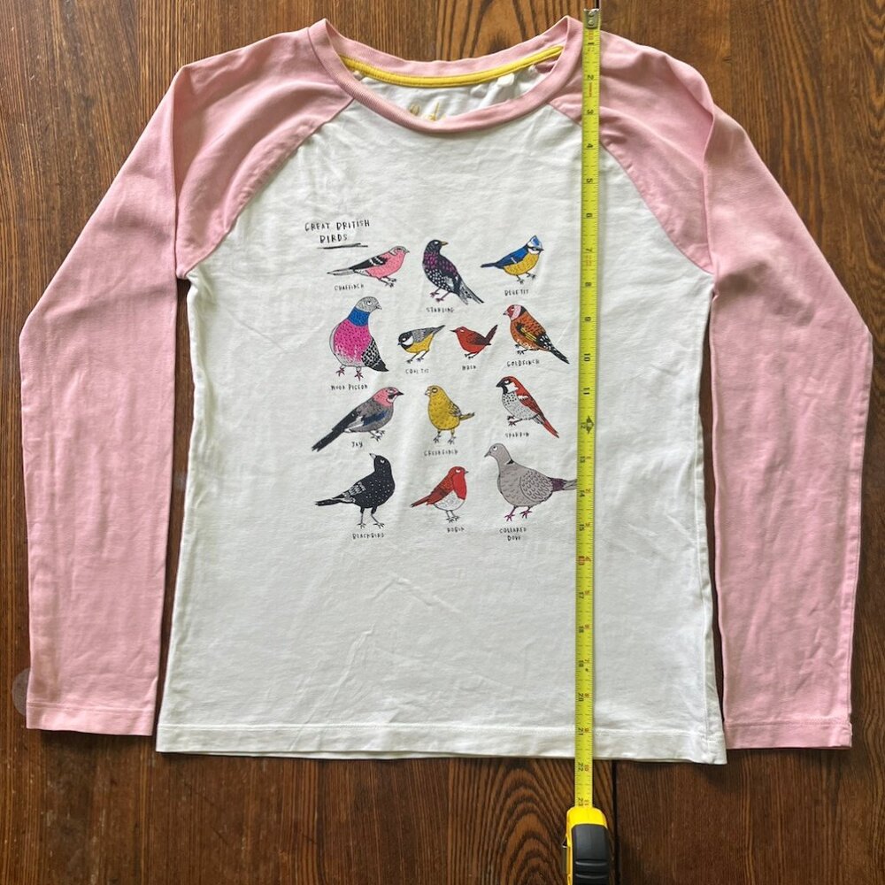 Boden Girls 'Great British Birds' Long-sleeve Baseball T-Shirt